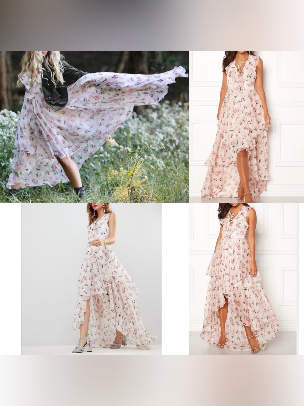Y.A.S high-low asymmetrical pink floral maxi dress - Picture 5 of 15